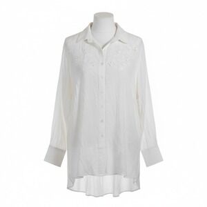 Aveology Ivory Forget Me Not Embroidered Butterfly Shirt Plus Sz 26/28 Boho NWT